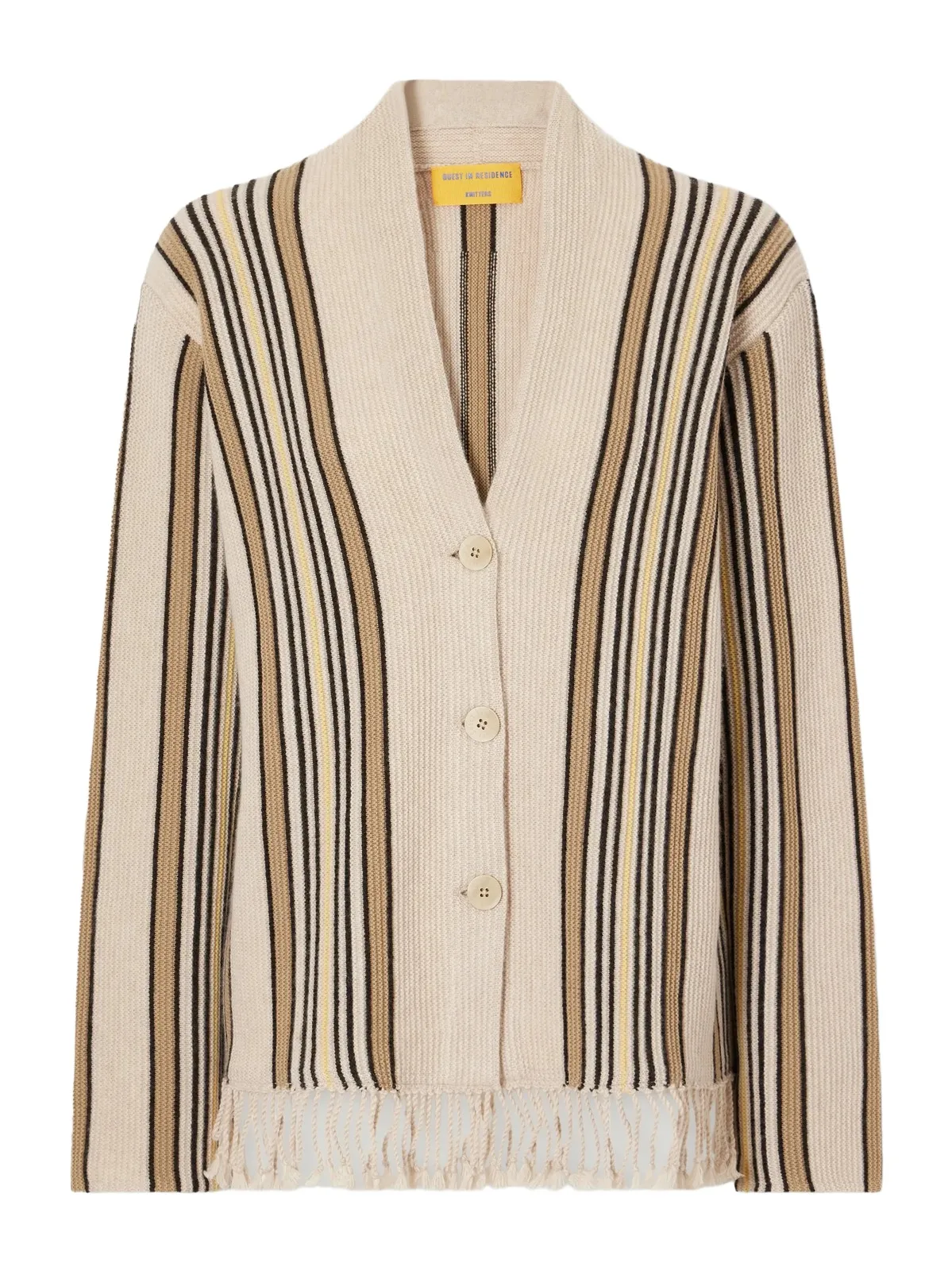 Handloom Fringed Striped Wool And Cashmere-blend Cardigan - Multi