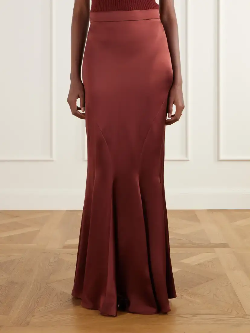 Max Mara Tabarin Pleated Silk-satin Maxi Skirt | Thumbnail 3