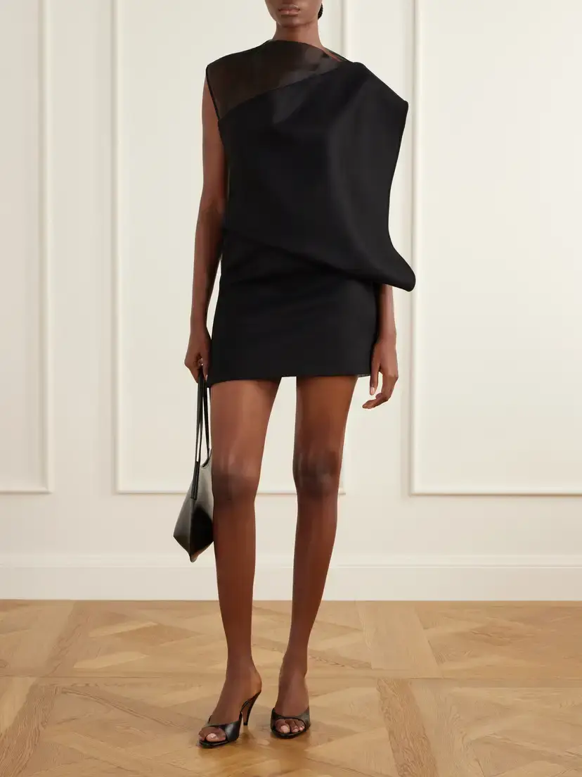 Sportmax Cesto Draped Virgin Wool And Silk Mini Dress | Thumbnail 2 Sportmax Cesto Draped Virgin Wool And Silk Mini Dress | Thumbnail 2
