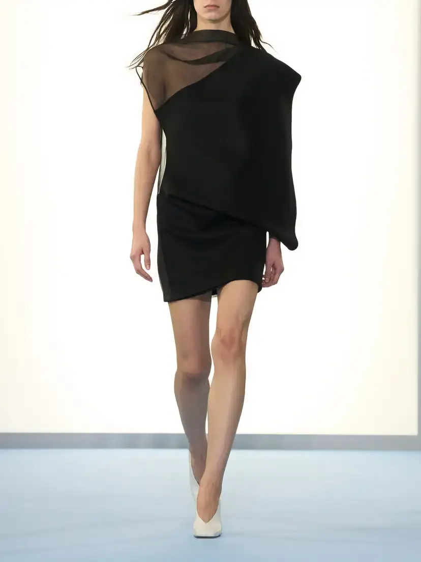 Sportmax Cesto Draped Virgin Wool And Silk Mini Dress | Thumbnail 5 Sportmax Cesto Draped Virgin Wool And Silk Mini Dress | Thumbnail 5