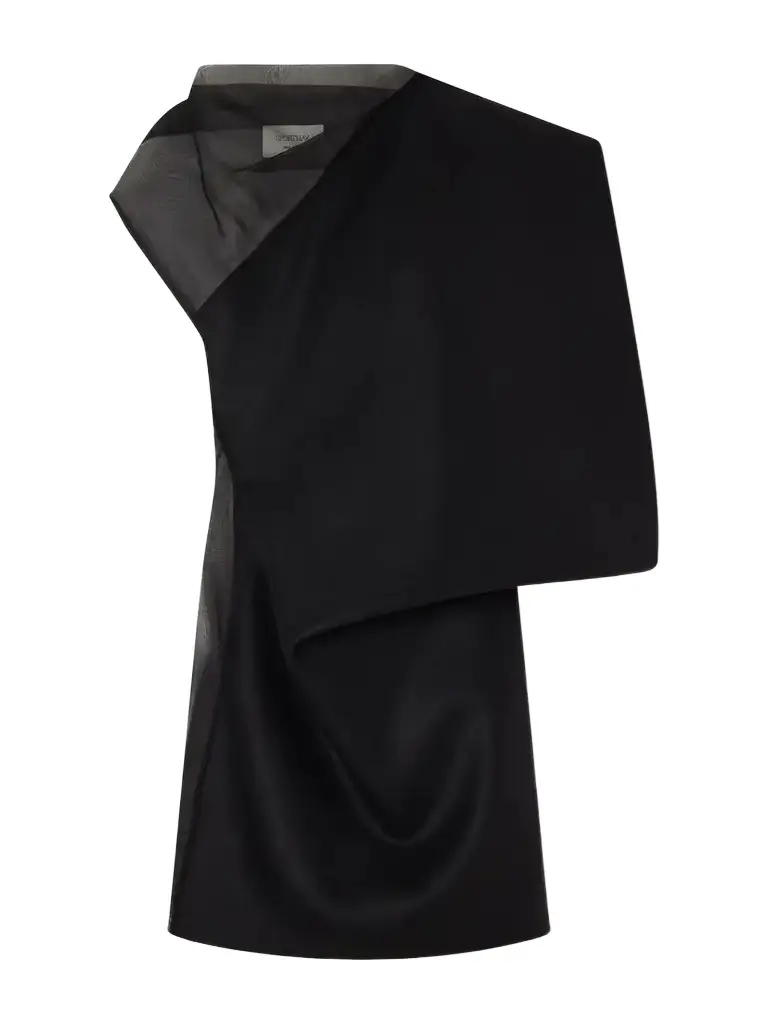 Cesto Draped Virgin Wool And Silk Mini Dress Cesto Draped Virgin Wool And Silk Mini Dress
