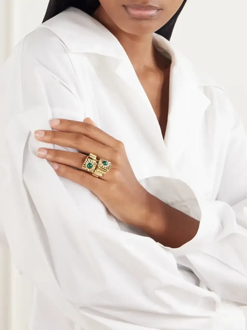 PAOLA SIGHINOLFI Kabala Gold-plated Malachite Ring | Thumbnail 2 PAOLA SIGHINOLFI Kabala Gold-plated Malachite Ring | Thumbnail 2