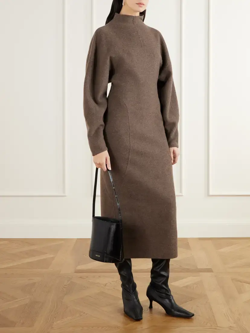 Max Mara Tenuta Paneled Wool-blend Midi Dress | Thumbnail 2 Max Mara Tenuta Paneled Wool-blend Midi Dress | Thumbnail 2