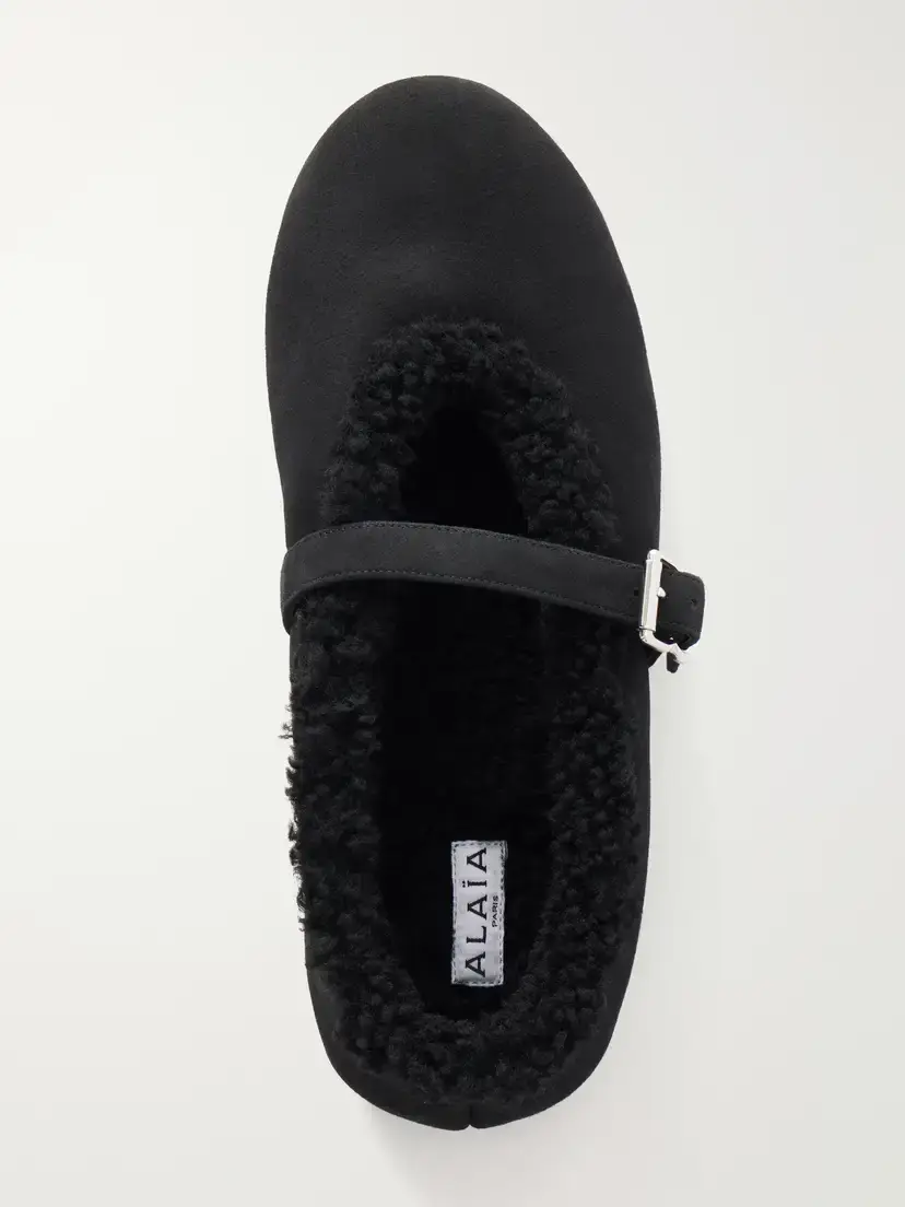 Alaïa La Ballerine Shearling-trimmed Suede Ballet Flats | Thumbnail 6 Alaïa La Ballerine Shearling-trimmed Suede Ballet Flats | Thumbnail 6