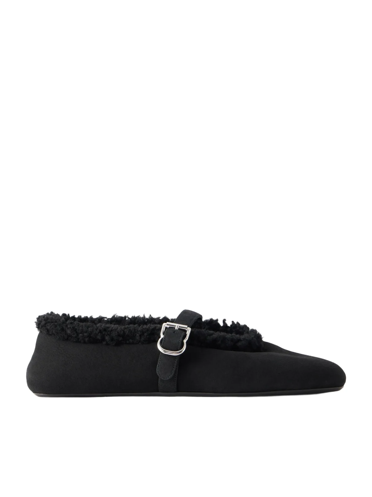 La Ballerine Shearling-trimmed Suede Ballet Flats La Ballerine Shearling-trimmed Suede Ballet Flats