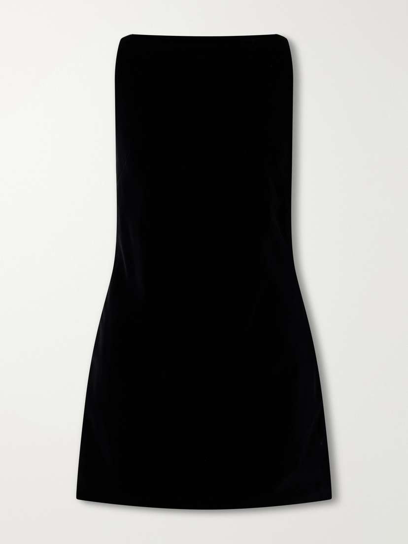 Brandon Maxwell The Sable Paneled Cotton-blend Velvet Mini Dress