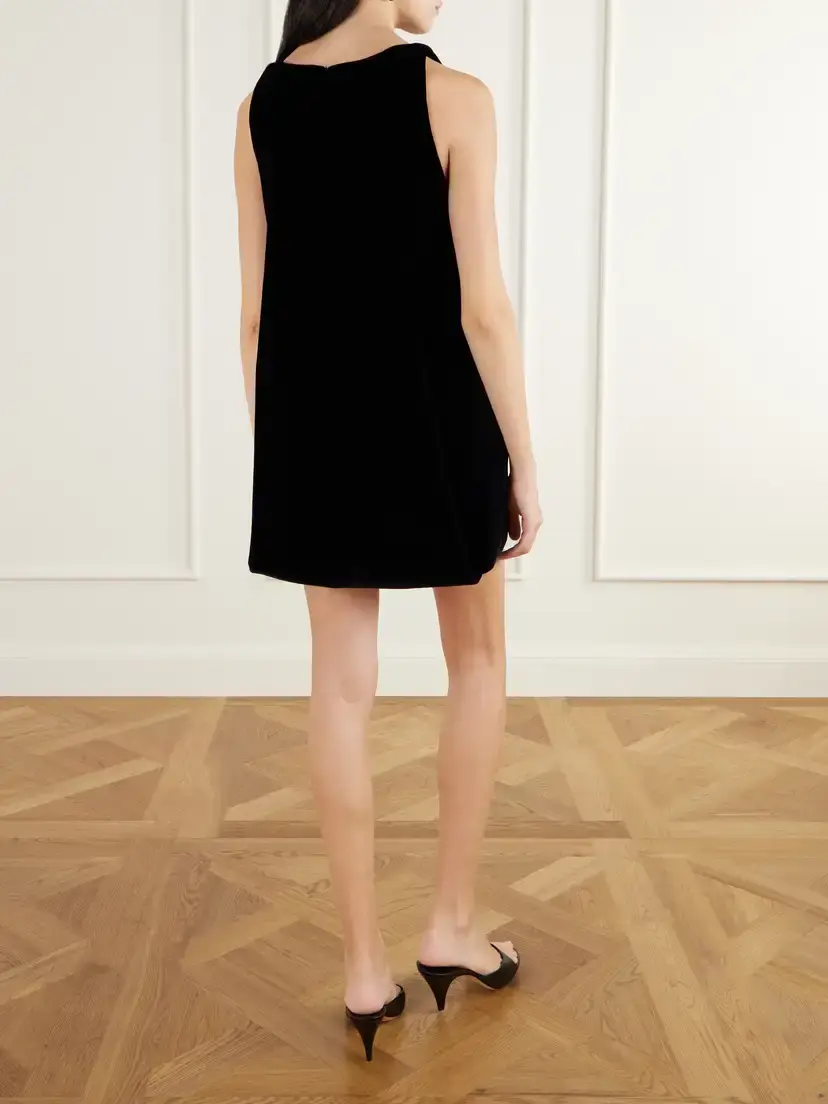 Brandon Maxwell The Sable Paneled Cotton-blend Velvet Mini Dress | Thumbnail 3 Brandon Maxwell The Sable Paneled Cotton-blend Velvet Mini Dress | Thumbnail 3