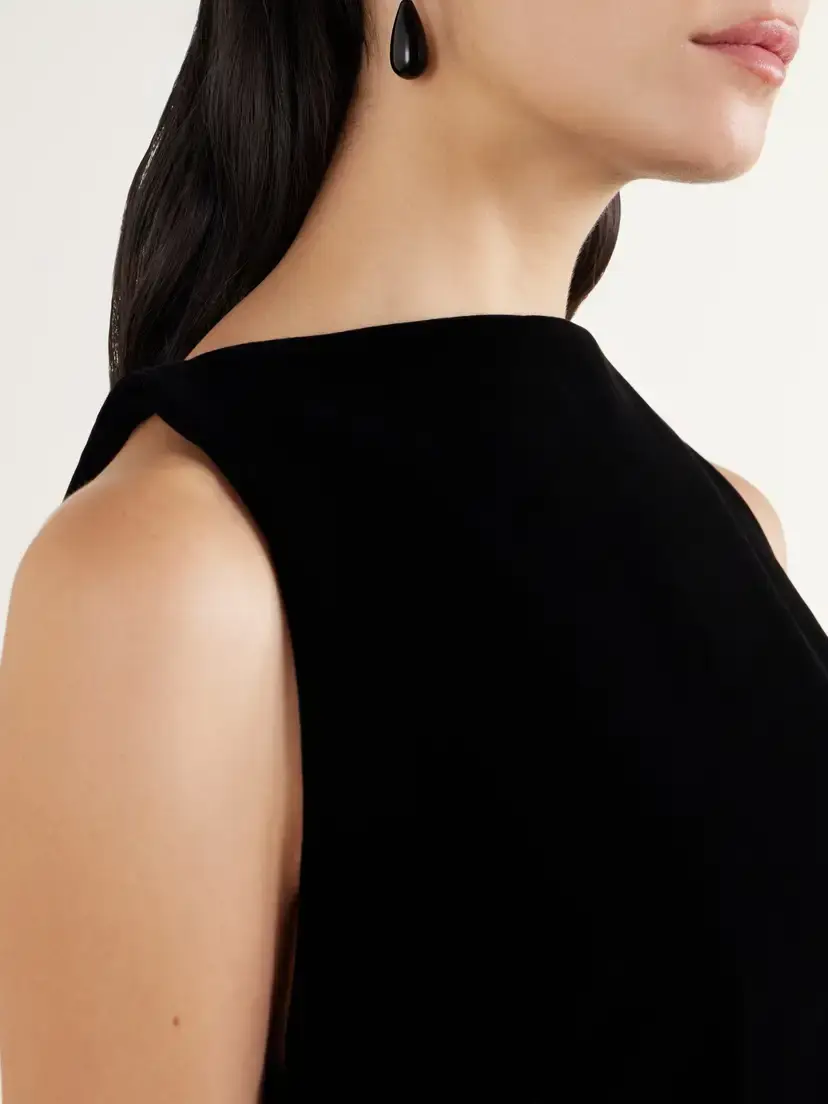 Brandon Maxwell The Sable Paneled Cotton-blend Velvet Mini Dress | Thumbnail 4 Brandon Maxwell The Sable Paneled Cotton-blend Velvet Mini Dress | Thumbnail 4
