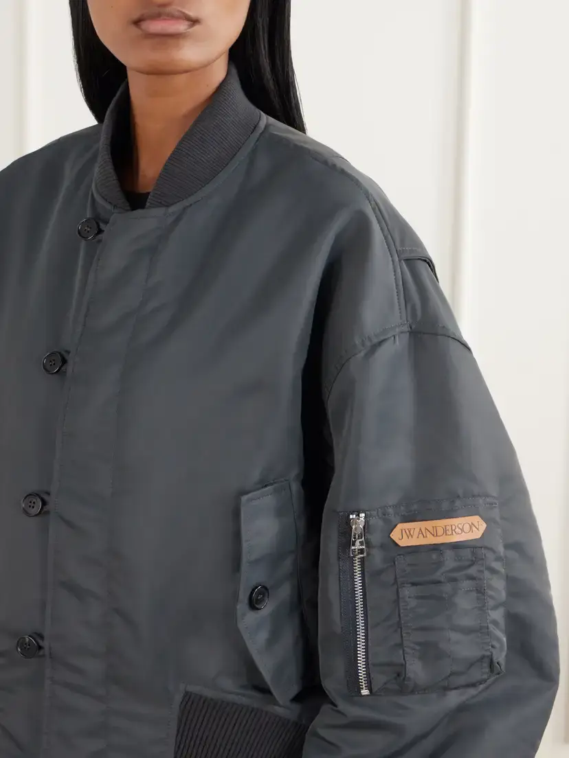 JW Anderson Oversized Tipped Hem Rib-trimmed Satin Bomber Jacket | Thumbnail 5 JW Anderson Oversized Tipped Hem Rib-trimmed Satin Bomber Jacket | Thumbnail 5