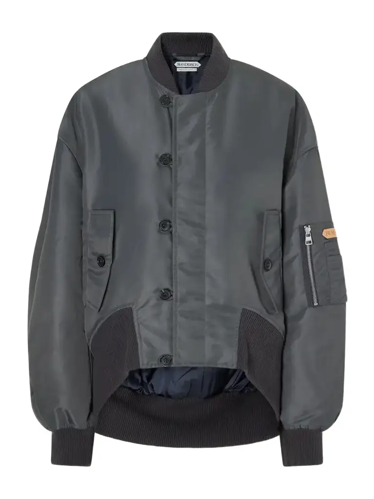 JW Anderson Oversized Tipped Hem Rib-trimmed Satin Bomber Jacket