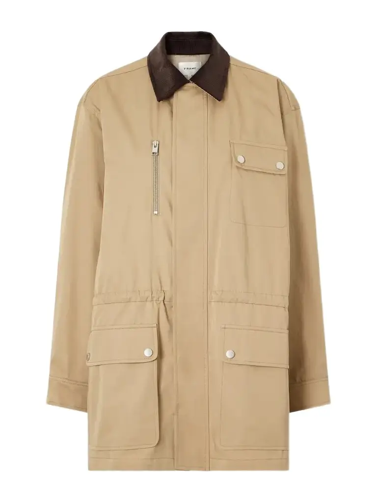 The Safari Drawstring Corduroy-trimmed Cotton-twill Jacket