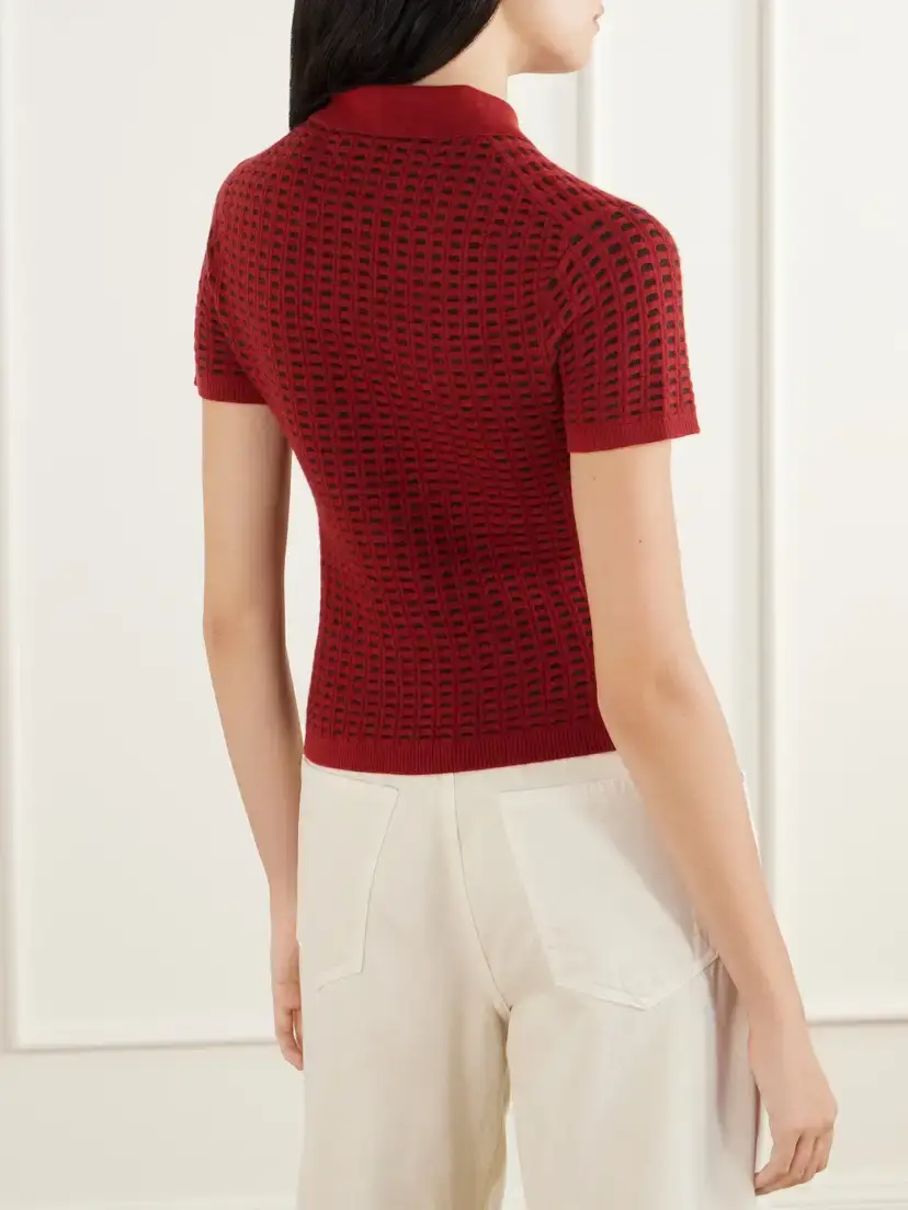 Guest In Residence Shrunken Waffle Cropped Cashmere Polo Shirt | Thumbnail 4 Guest In Residence Shrunken Waffle Cropped Cashmere Polo Shirt | Thumbnail 4