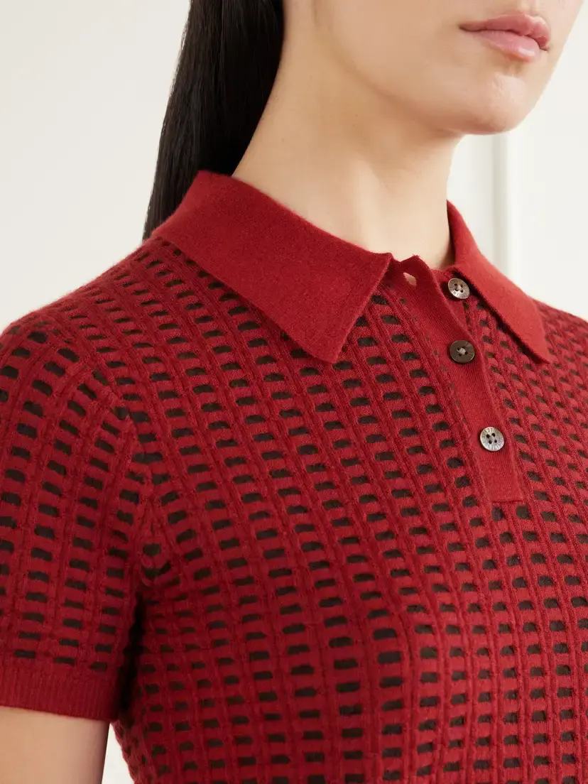 Guest In Residence Shrunken Waffle Cropped Cashmere Polo Shirt | Thumbnail 5 Guest In Residence Shrunken Waffle Cropped Cashmere Polo Shirt | Thumbnail 5
