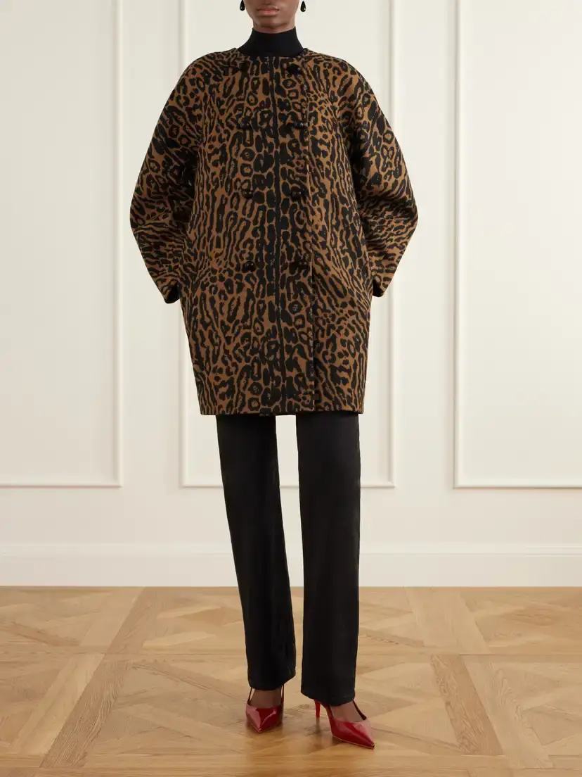 Carolina Herrera Cocoon Leopard-jacquard Wool Coat | Thumbnail 2 Carolina Herrera Cocoon Leopard-jacquard Wool Coat | Thumbnail 2