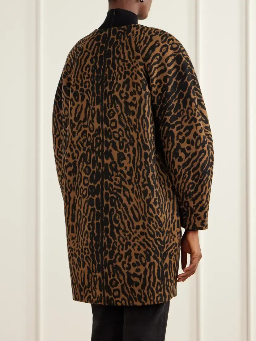 Carolina Herrera Cocoon Leopard-jacquard Wool Coat | Thumbnail 3 Carolina Herrera Cocoon Leopard-jacquard Wool Coat | Thumbnail 3