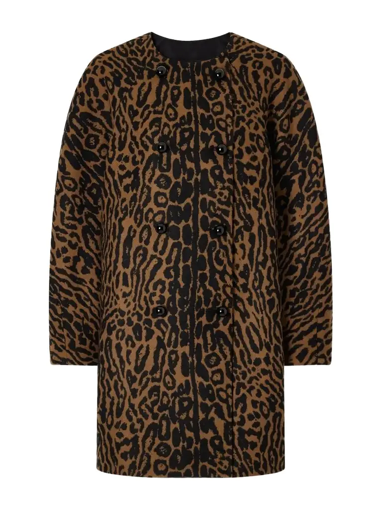 Carolina Herrera Cocoon Leopard-jacquard Wool Coat