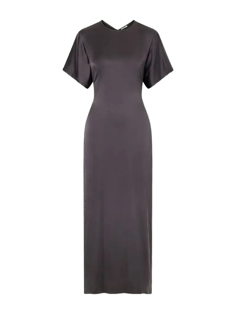 Imogen Draped Metallic Satin Maxi Dress Imogen Draped Metallic Satin Maxi Dress