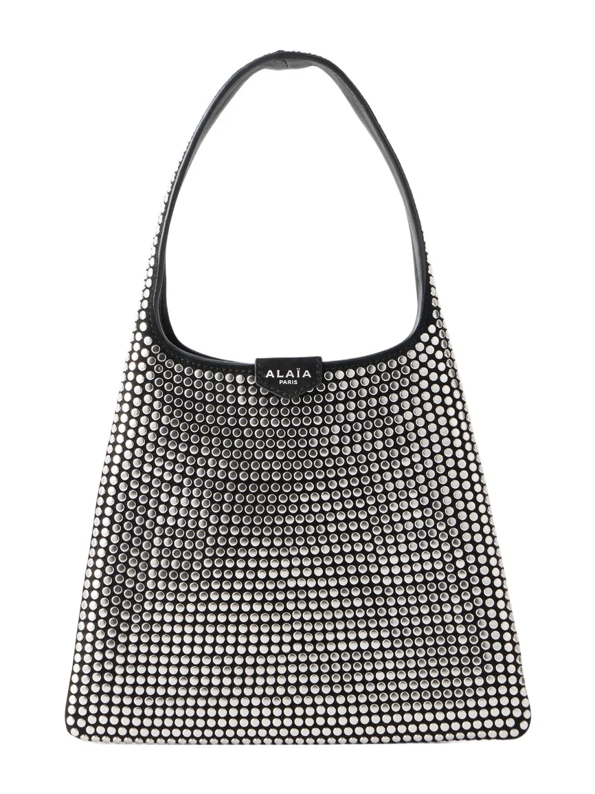 Studded Leather-trimmed Suede Shoulder Bag Studded Leather-trimmed Suede Shoulder Bag