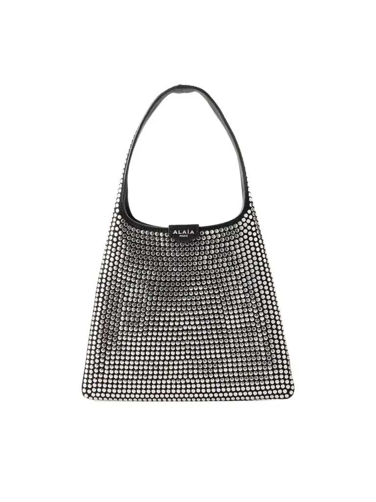Studded Leather-trimmed Suede Shoulder Bag Studded Leather-trimmed Suede Shoulder Bag