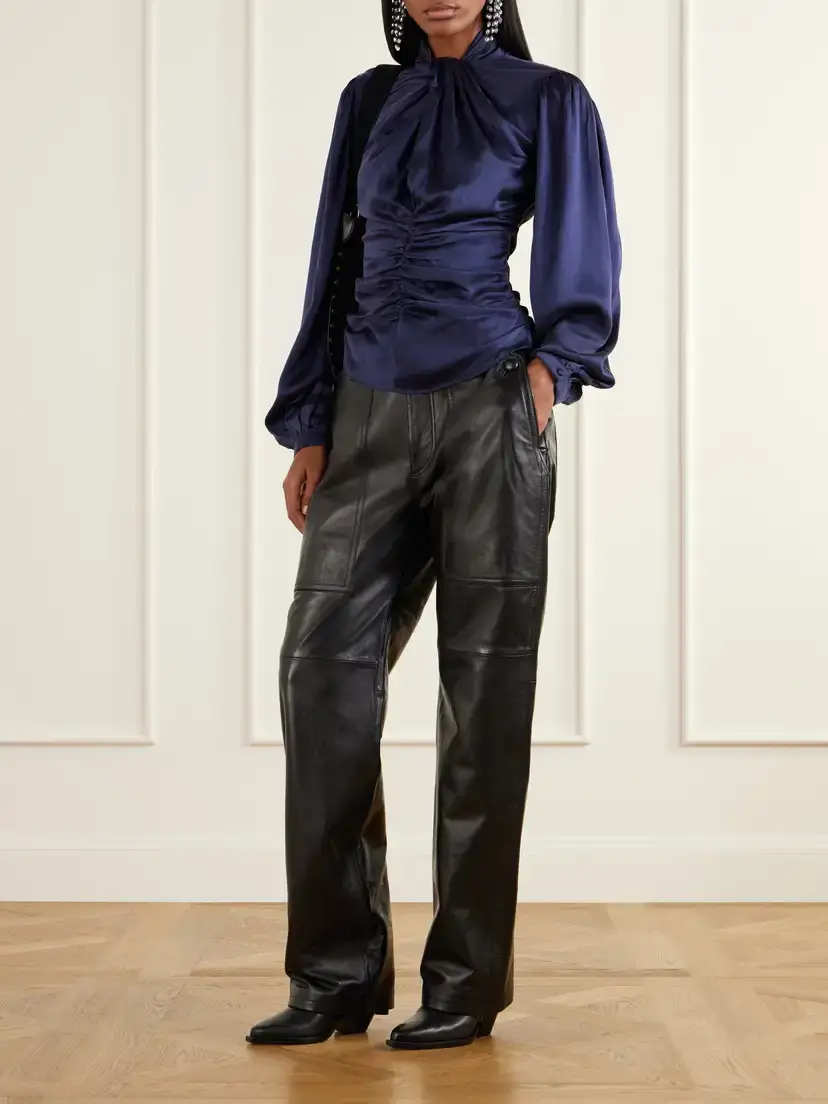 Isabel Marant Depsona Ruched Silk-satin Blouse | Thumbnail 2 Isabel Marant Depsona Ruched Silk-satin Blouse | Thumbnail 2