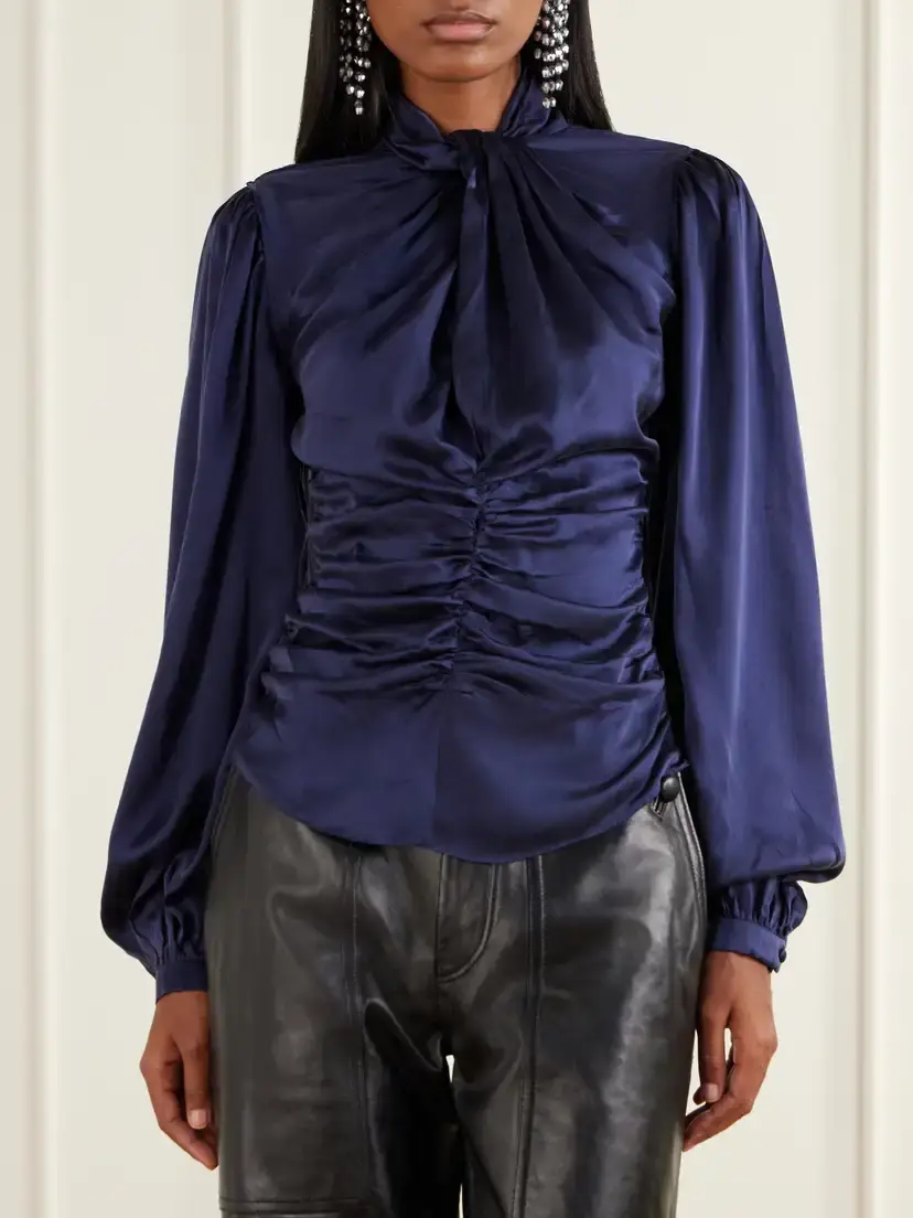 Isabel Marant Depsona Ruched Silk-satin Blouse | Thumbnail 3 Isabel Marant Depsona Ruched Silk-satin Blouse | Thumbnail 3