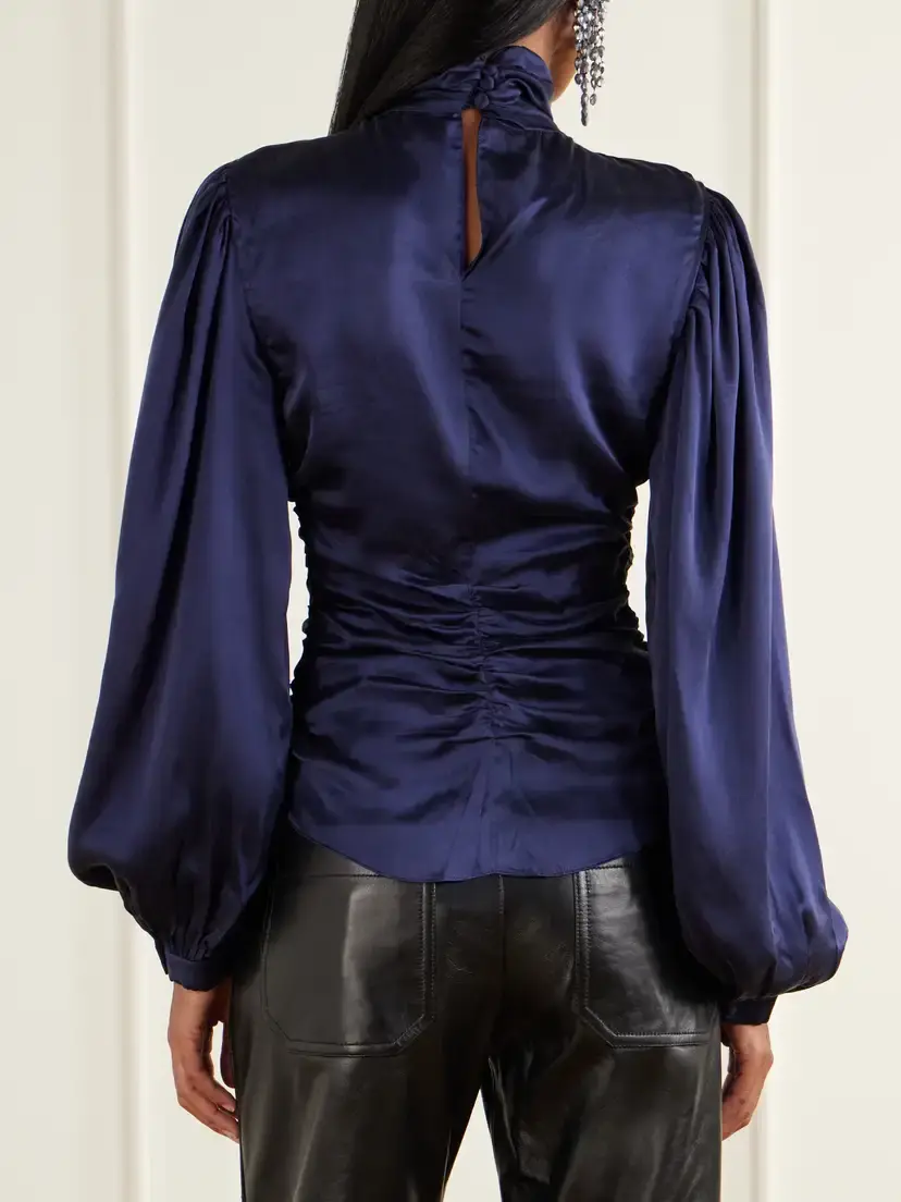 Isabel Marant Depsona Ruched Silk-satin Blouse | Thumbnail 4 Isabel Marant Depsona Ruched Silk-satin Blouse | Thumbnail 4