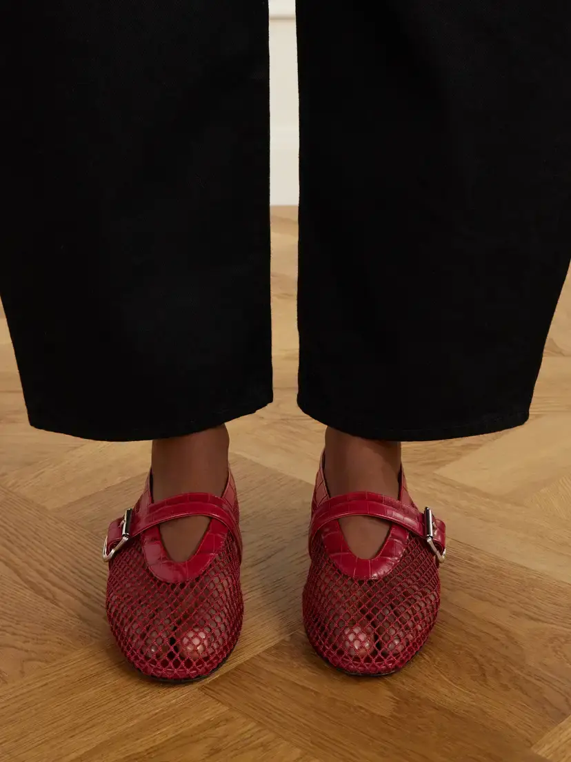 Alaïa La Ballerine Croc-effect Leather-trimmed Mesh Ballet Flats | Thumbnail 2 Alaïa La Ballerine Croc-effect Leather-trimmed Mesh Ballet Flats | Thumbnail 2
