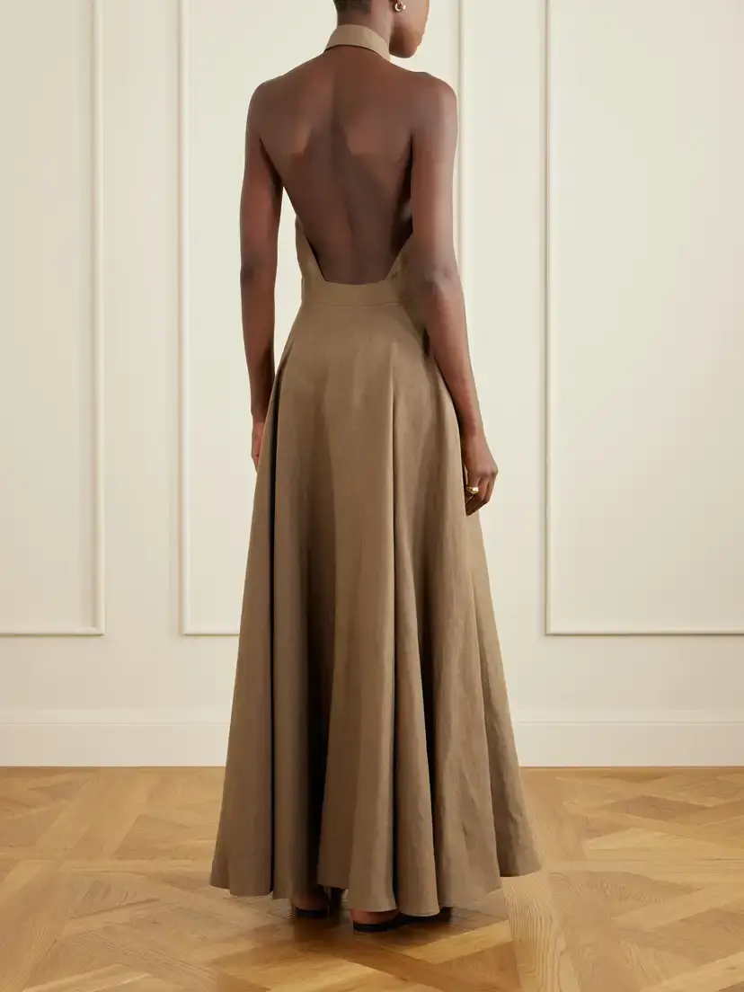 Ralph Lauren Collection Eldered Halterneck Linen Maxi Dress | Thumbnail 3 Ralph Lauren Collection Eldered Halterneck Linen Maxi Dress | Thumbnail 3