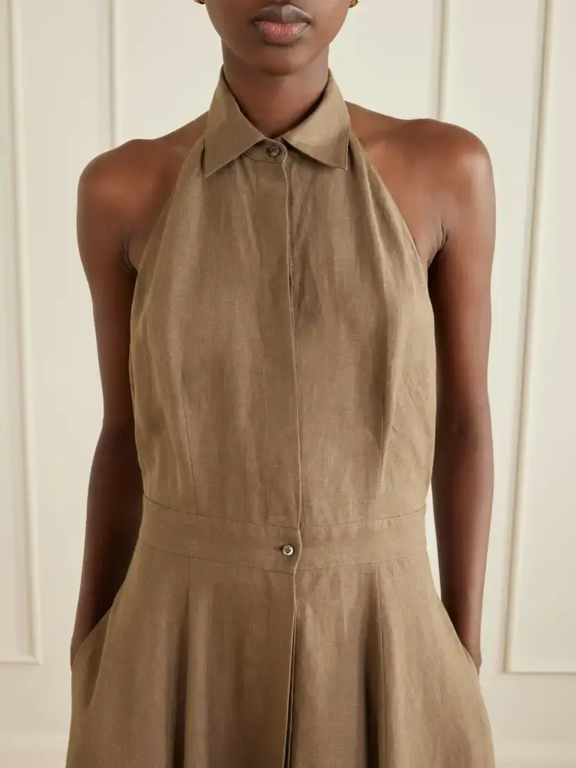 Ralph Lauren Collection Eldered Halterneck Linen Maxi Dress | Thumbnail 4 Ralph Lauren Collection Eldered Halterneck Linen Maxi Dress | Thumbnail 4