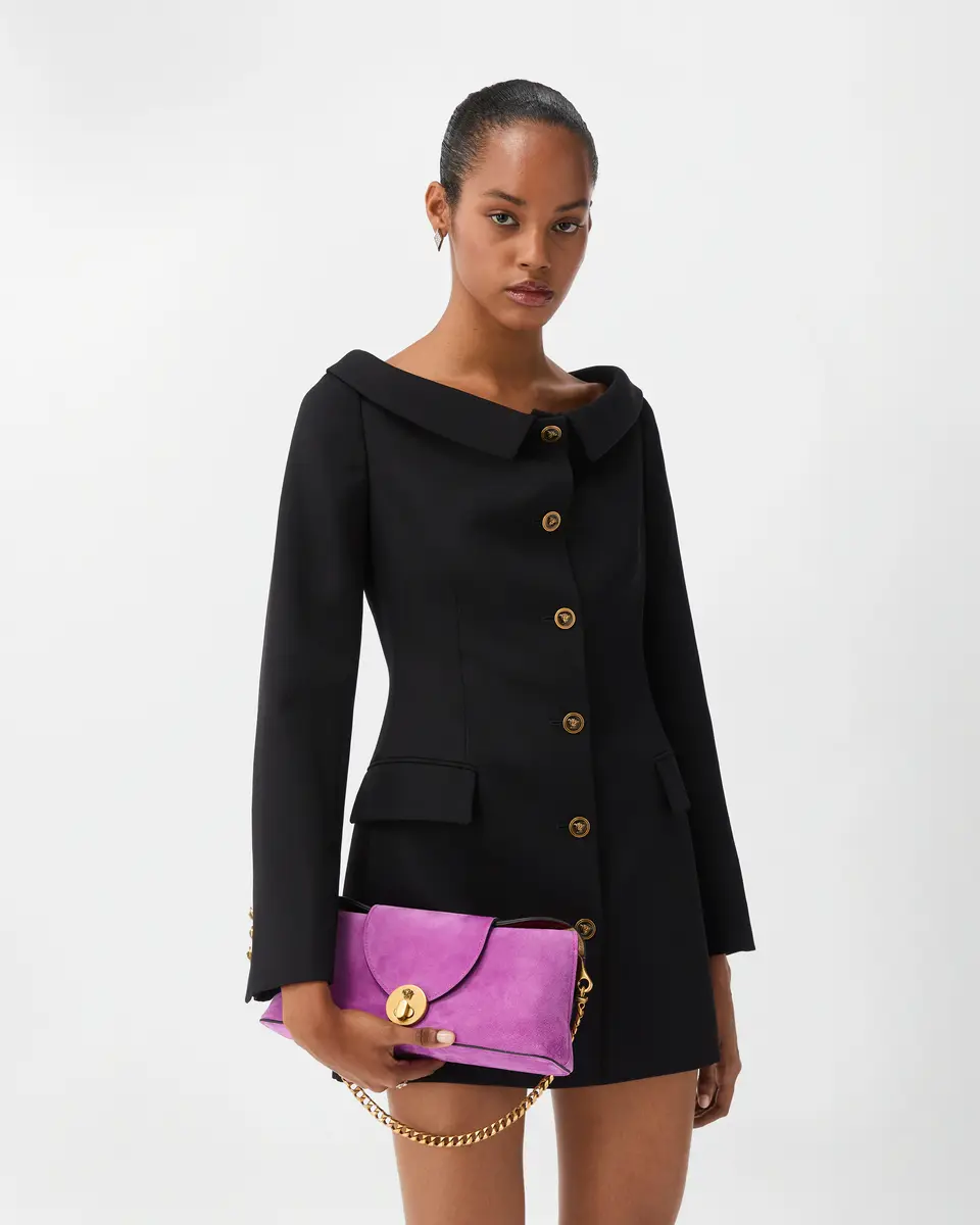 Versace Wool Grain De Poudre Mini Dress | Thumbnail 2 Versace Wool Grain De Poudre Mini Dress | Thumbnail 2