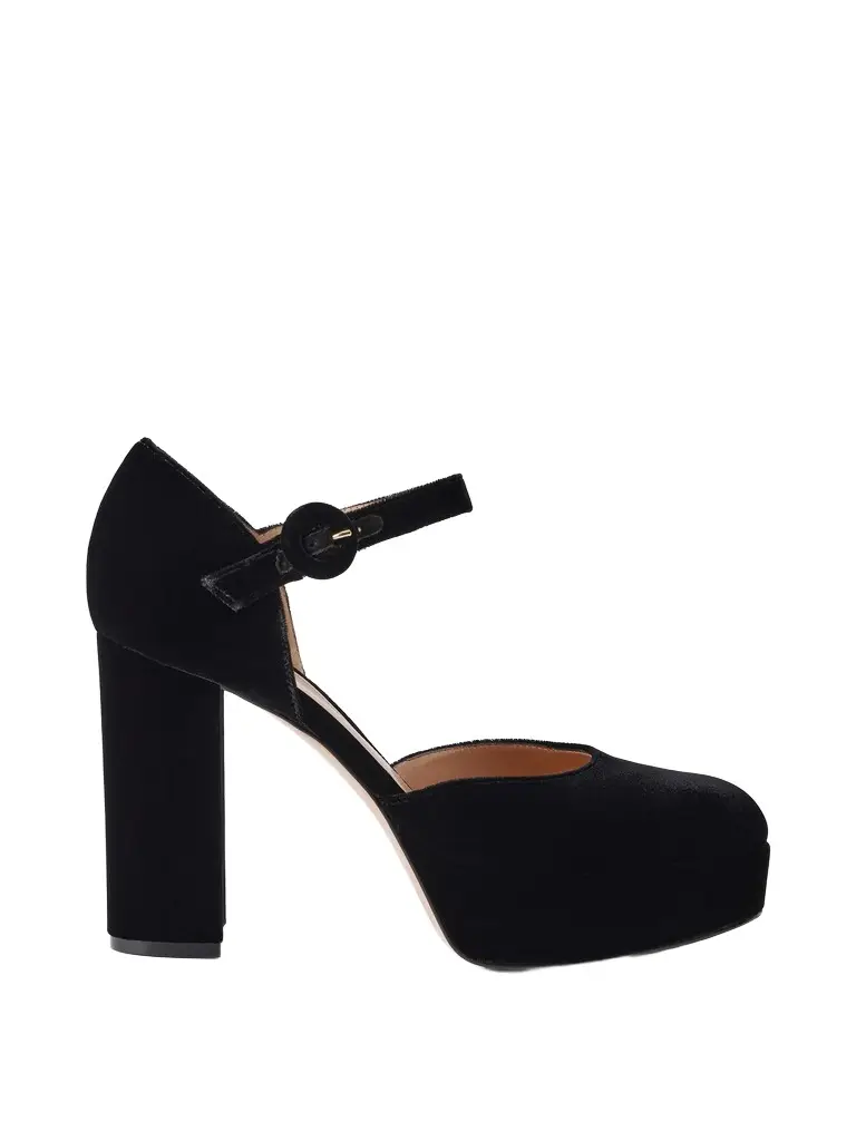 Gianvito Rossi Velvet 70 Platform Mary-Jane Pumps