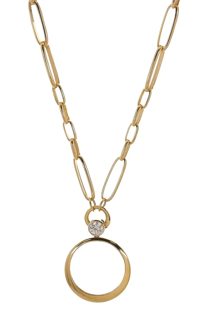 LOQUET Diamond Solitaire Round Locket Renga Necklace