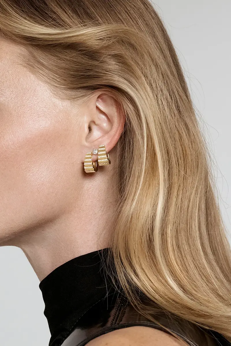 Azlee Diamond Escalier Hoop Earrings | Thumbnail 2