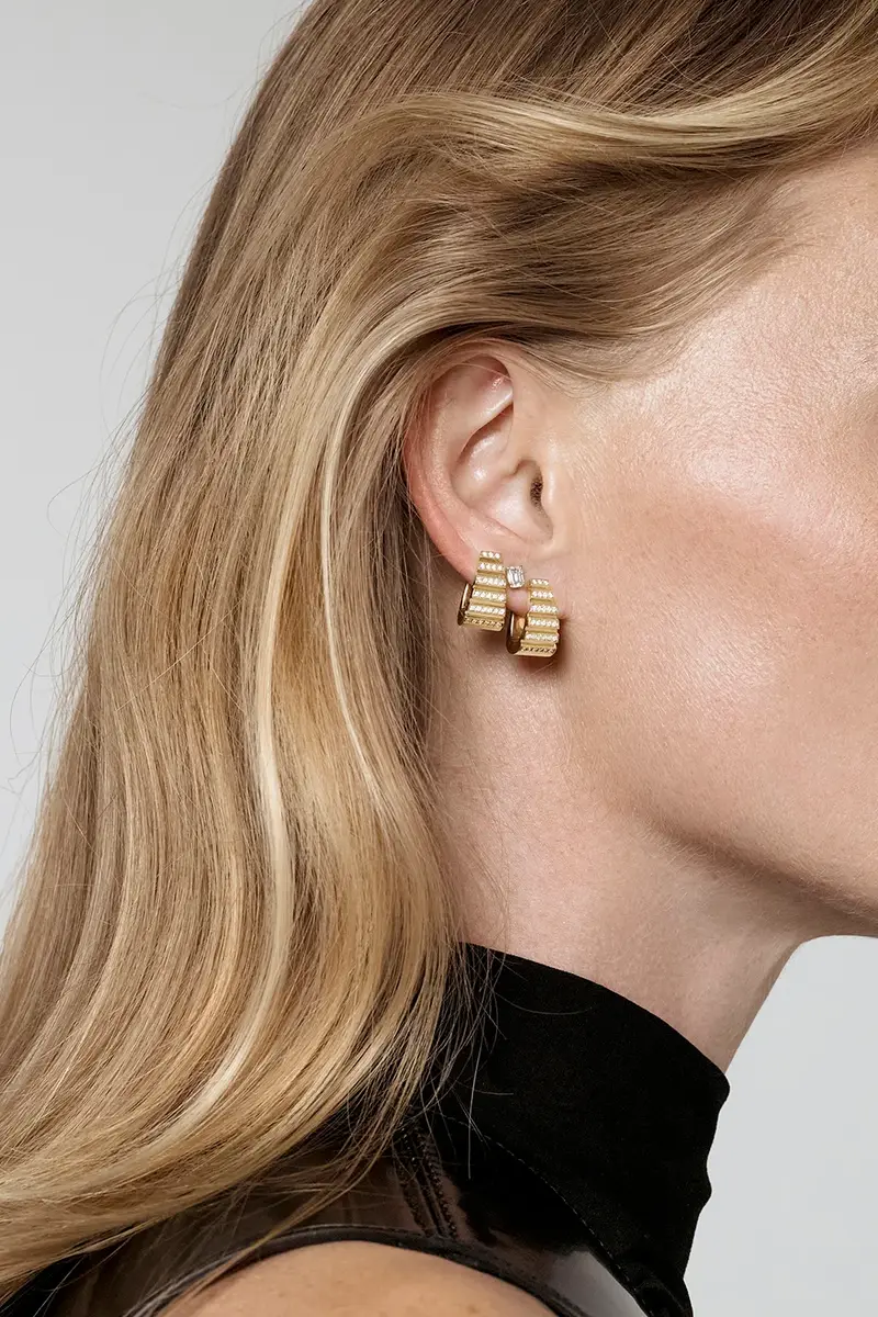 Azlee Diamond Escalier Hoop Earrings | Thumbnail 3