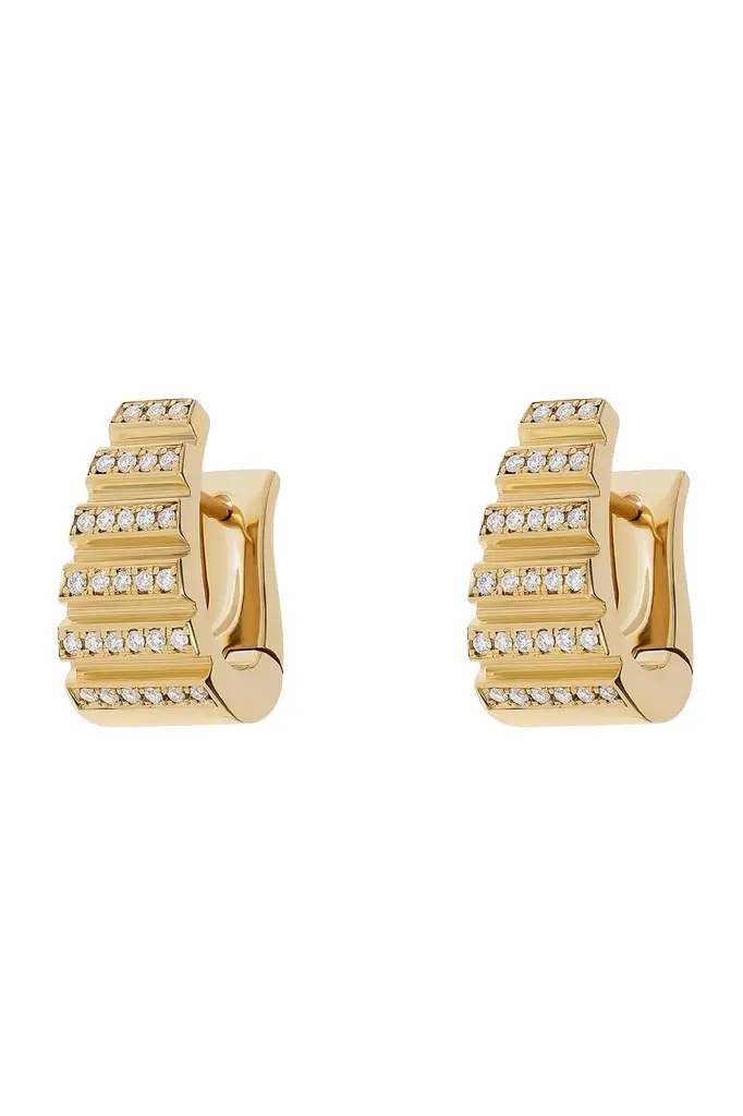 Azlee Diamond Escalier Hoop Earrings