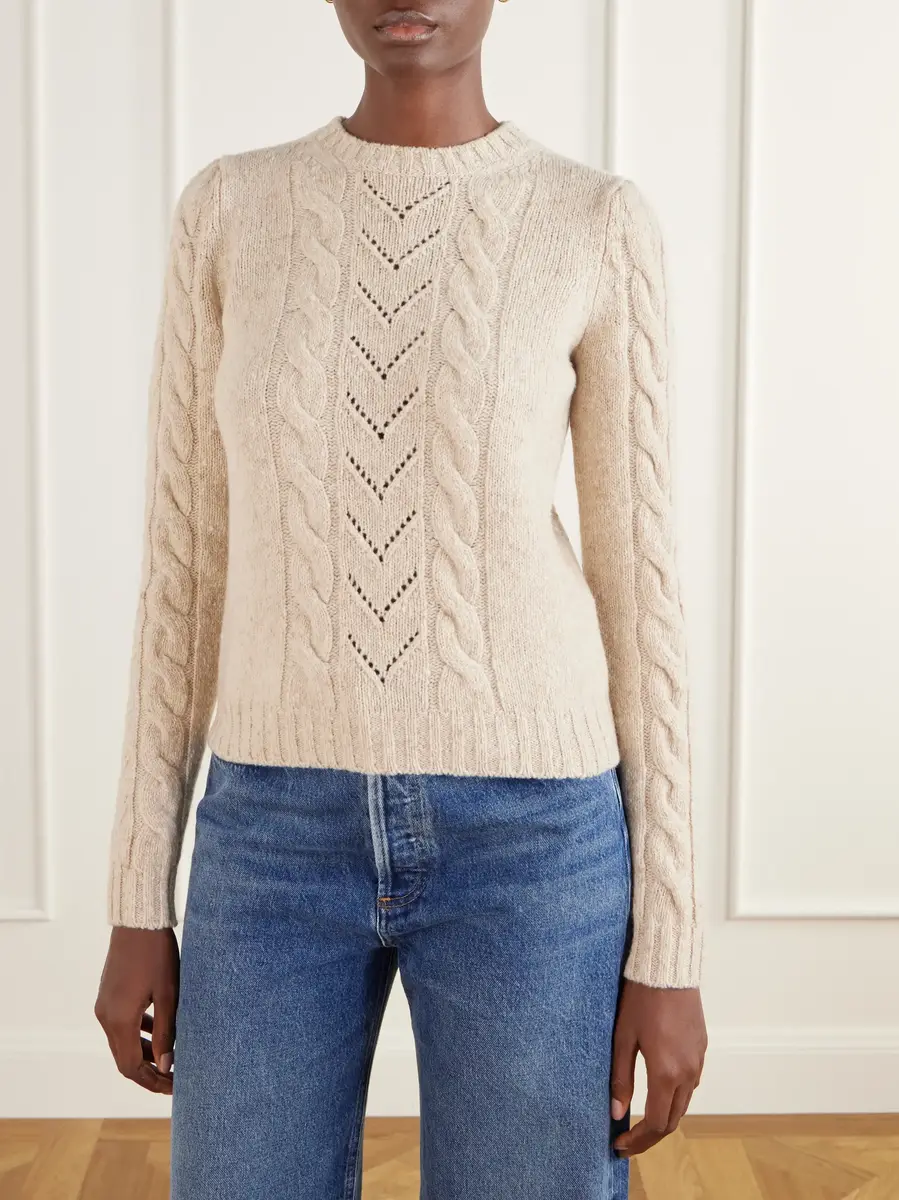 Max Mara Samba cable-knit wool and cashmere-blend sweater | Thumbnail 3 Max Mara Samba cable-knit wool and cashmere-blend sweater | Thumbnail 3