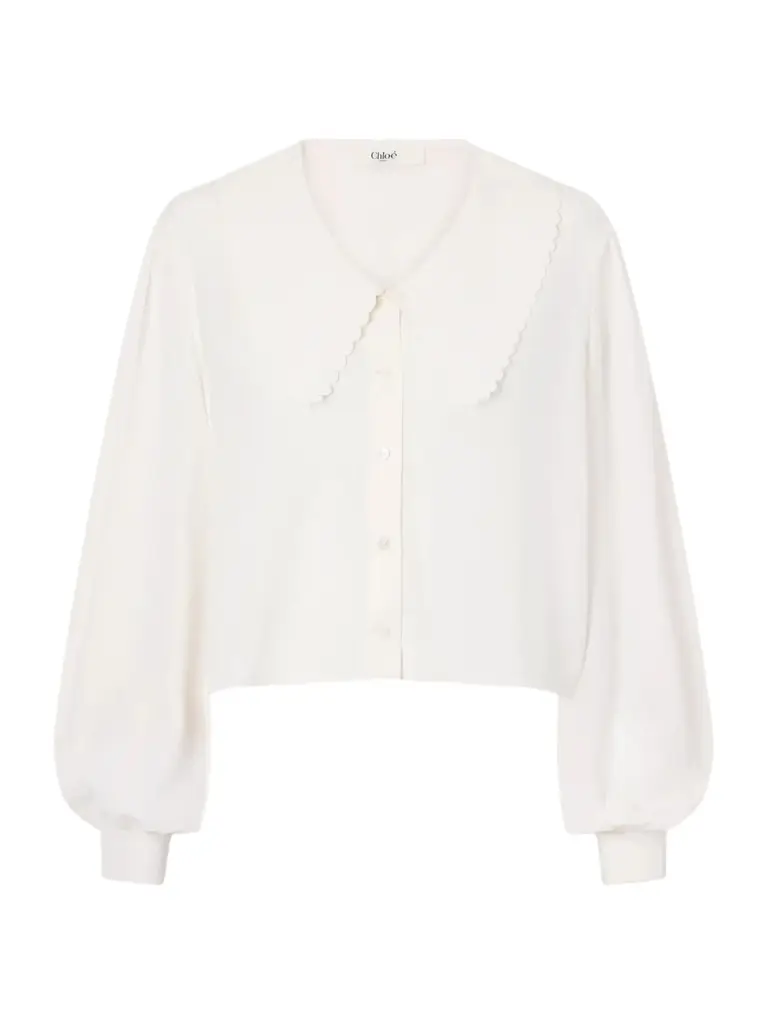 Chloé Cropped silk-crepe de chine blouse