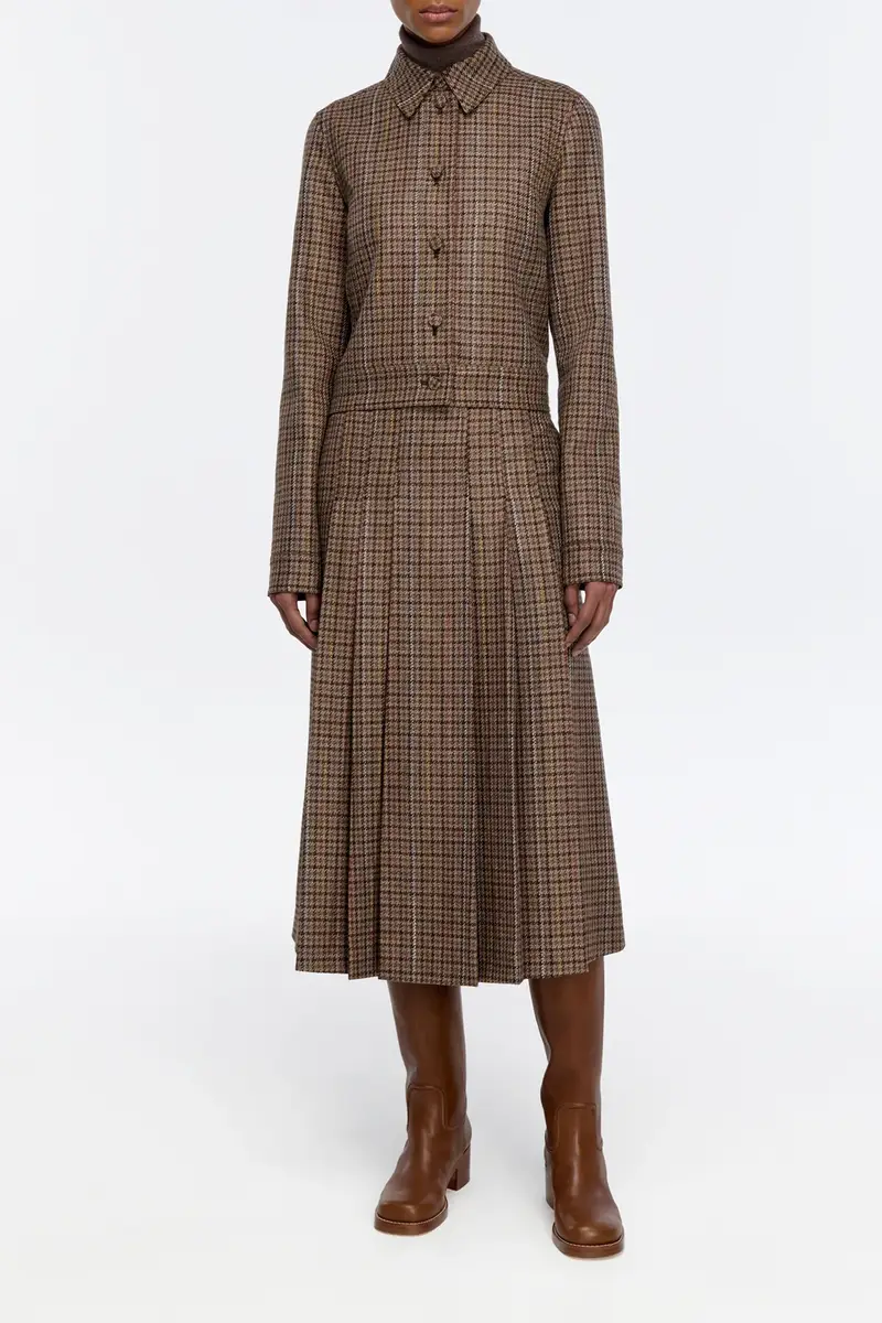 Gabriela Hearst Thereza Jacket in Camel Multi Wool Silk Houndstooth | Thumbnail 2 Gabriela Hearst Thereza Jacket in Camel Multi Wool Silk Houndstooth | Thumbnail 2