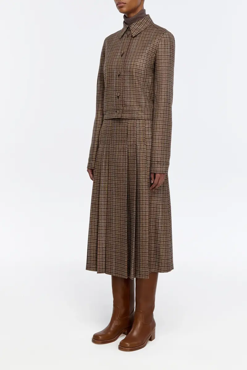 Gabriela Hearst Thereza Jacket in Camel Multi Wool Silk Houndstooth | Thumbnail 3 Gabriela Hearst Thereza Jacket in Camel Multi Wool Silk Houndstooth | Thumbnail 3