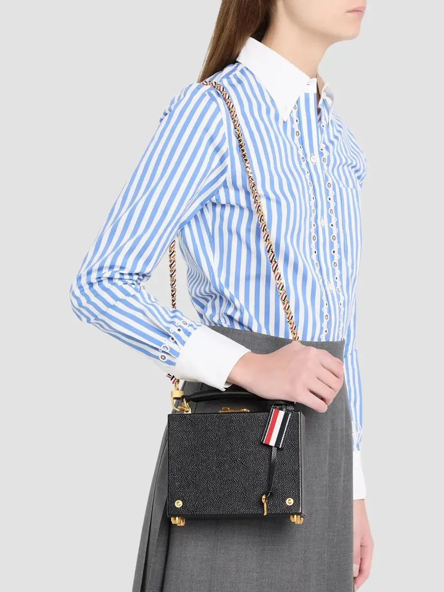 Thom Browne Women's Micro Pebble Leather Attaché Case | Thumbnail 2 Thom Browne Women's Micro Pebble Leather Attaché Case | Thumbnail 2