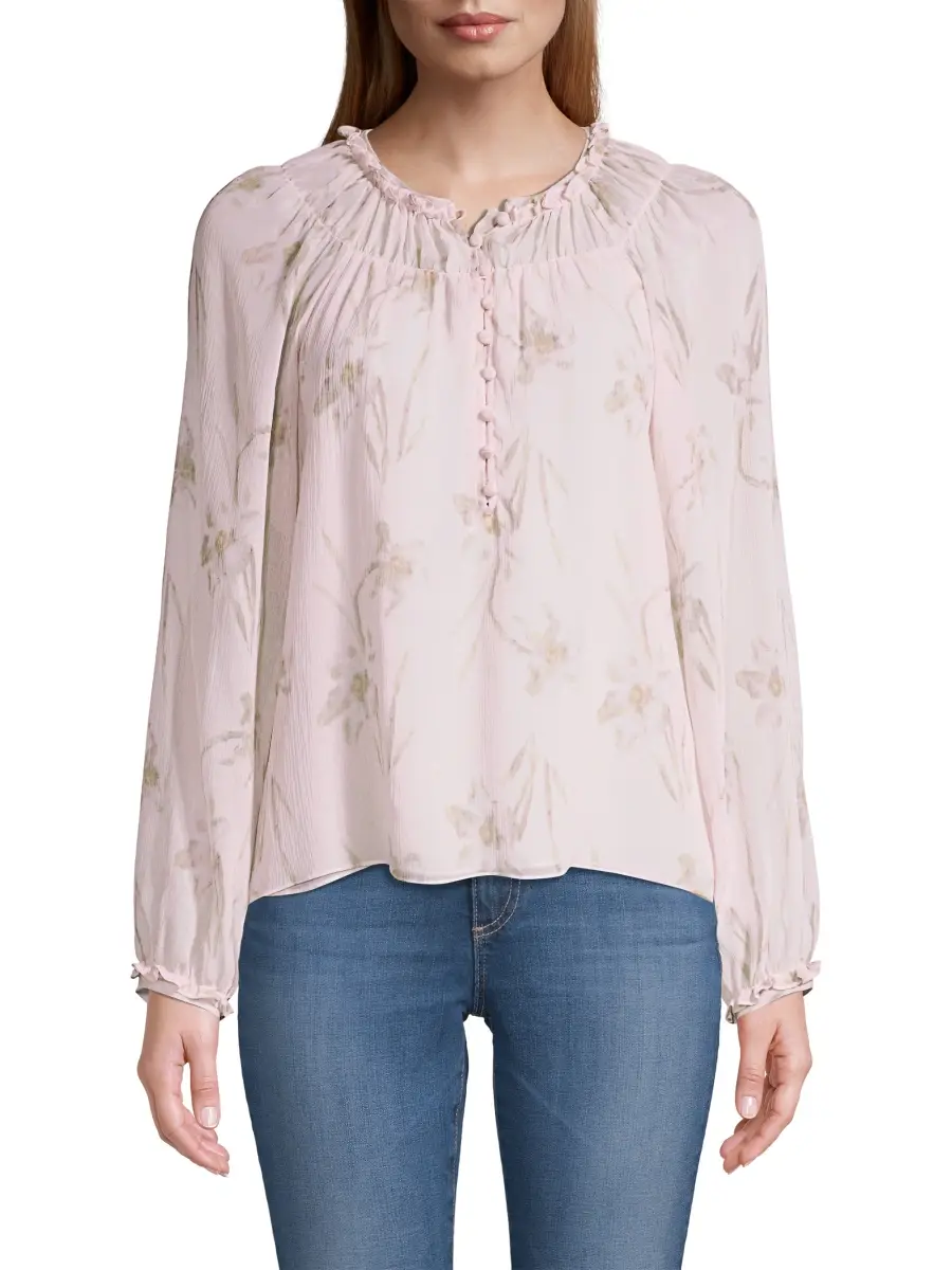 REBECCA TAYLOR Women's Daffodil Silk Blouse | Thumbnail 3