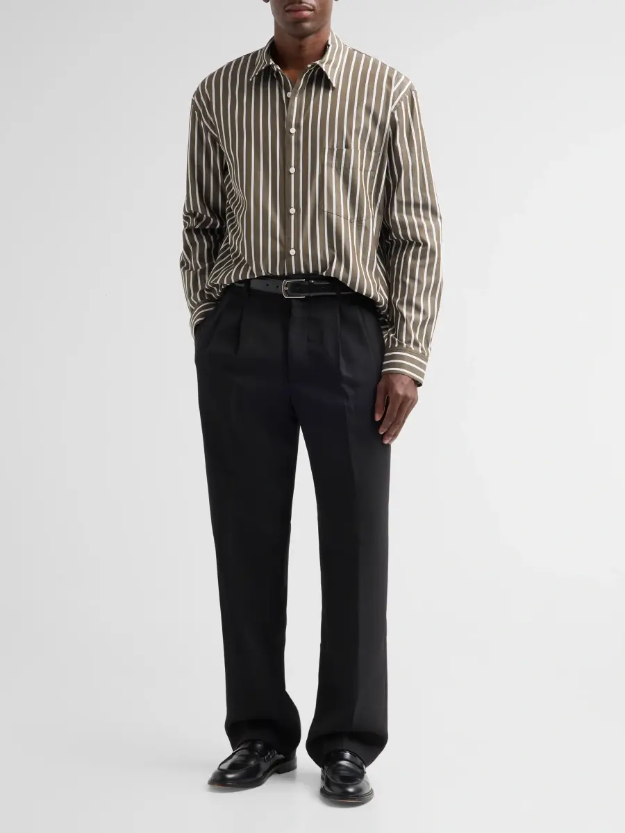 Simkhai Men's Khalied Oversized Striped Cotton Poplin Shirt | Thumbnail 2 Simkhai Men's Khalied Oversized Striped Cotton Poplin Shirt | Thumbnail 2
