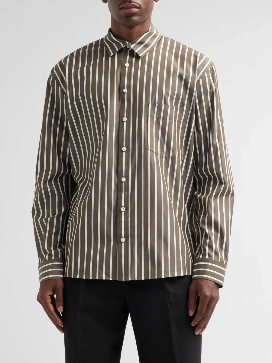 Simkhai Men's Khalied Oversized Striped Cotton Poplin Shirt | Thumbnail 4 Simkhai Men's Khalied Oversized Striped Cotton Poplin Shirt | Thumbnail 4