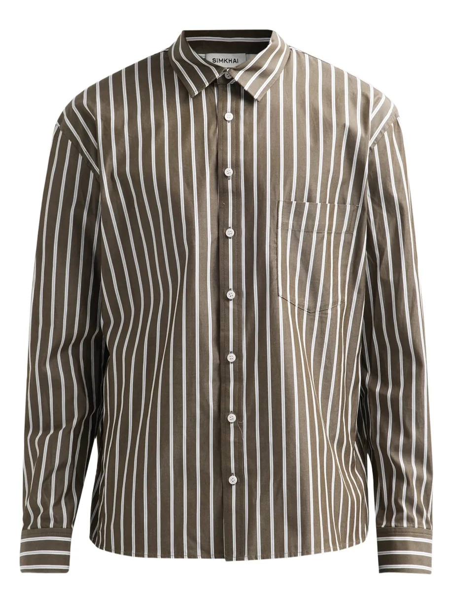 Men's Khalied Oversized Striped Cotton Poplin Shirt