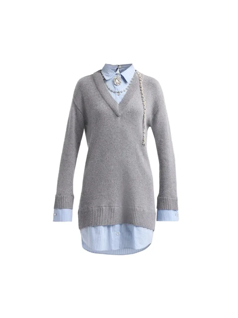 Cinq à Sept Women's Santina Mixed-Media Mini Sweaterdress