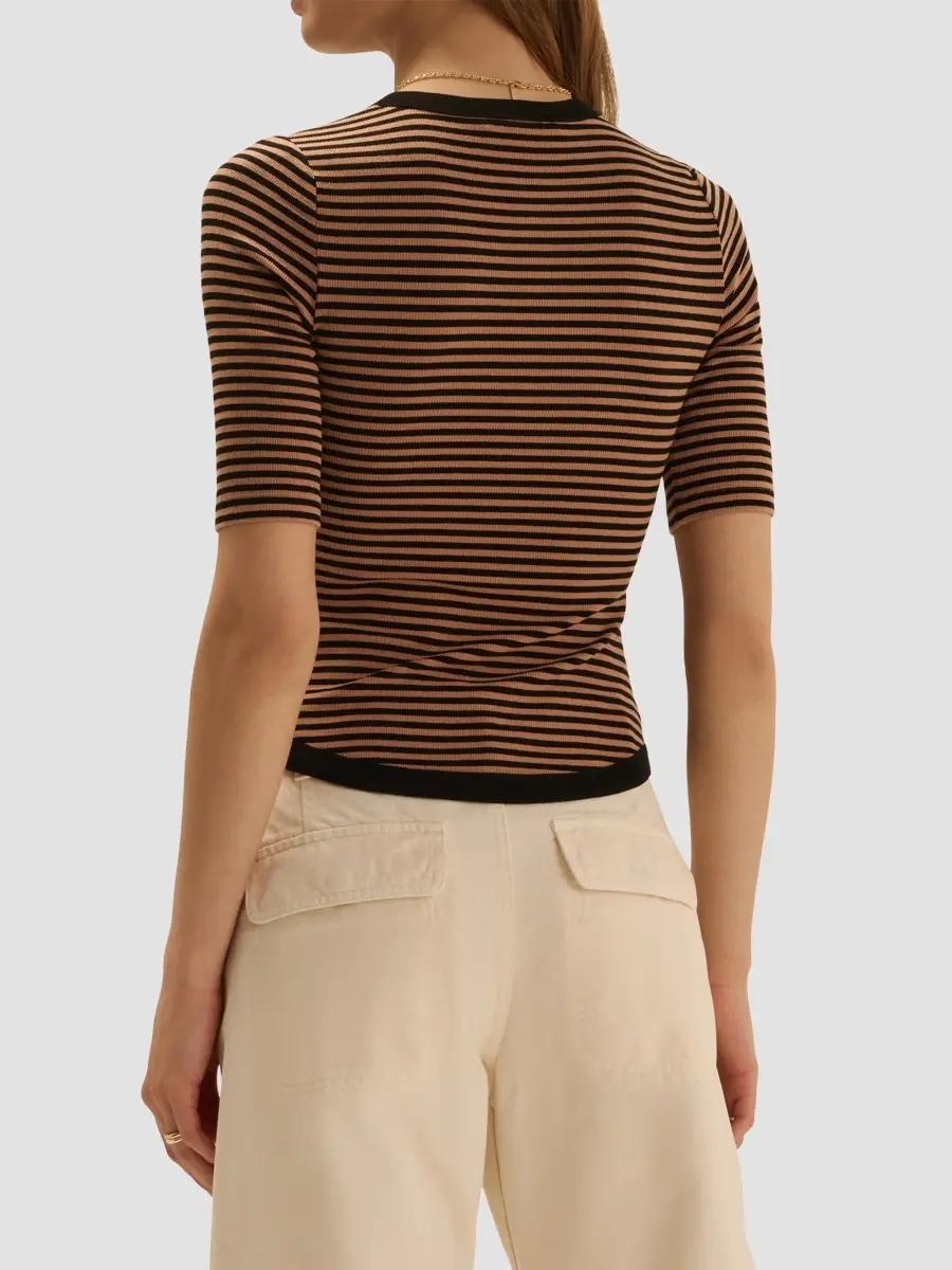 Favorite Daughter Women's Foundation Striped Fine-Rib Henley | Thumbnail 3
