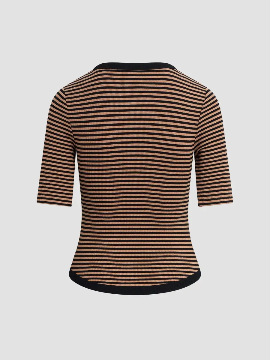 Favorite Daughter Women's Foundation Striped Fine-Rib Henley | Thumbnail 6