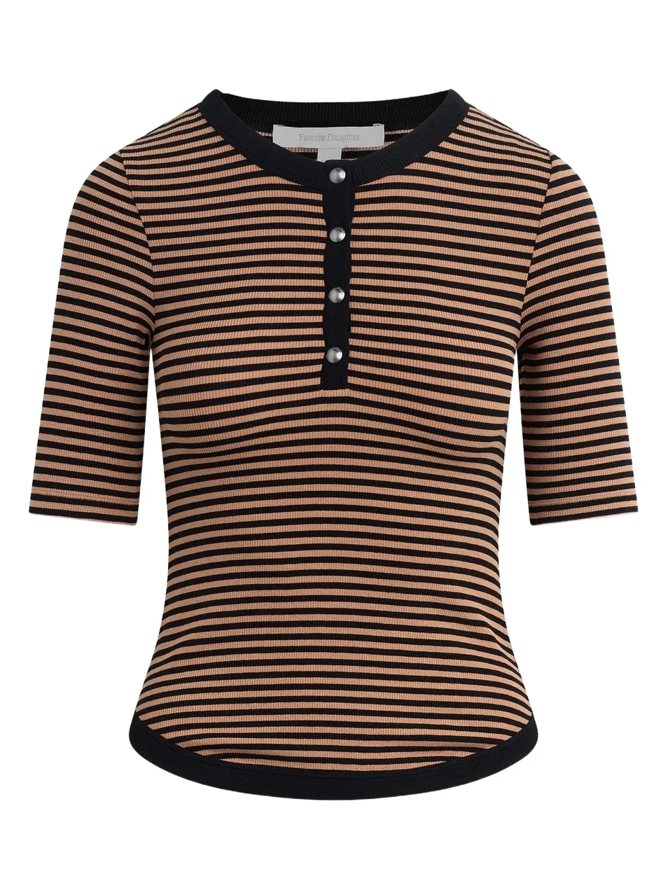 Favorite Daughter Women's Foundation Striped Fine-Rib Henley