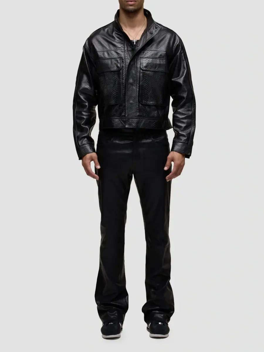 Hudson Jeans Men's Python-Embossed Leather Jacket | Thumbnail 2 Hudson Jeans Men's Python-Embossed Leather Jacket | Thumbnail 2