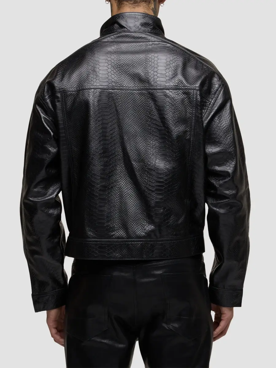 Hudson Jeans Men's Python-Embossed Leather Jacket | Thumbnail 3 Hudson Jeans Men's Python-Embossed Leather Jacket | Thumbnail 3